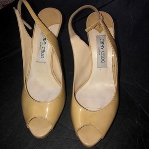 Jimmy Choo Nova Patent Leather Peep Toe Heels size 8 women